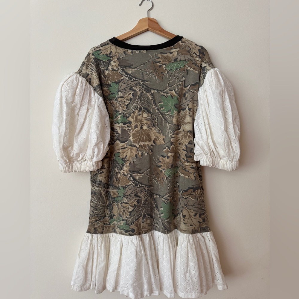 Taylor Dorry Camo Puff Sleeve T-Shirt Dress